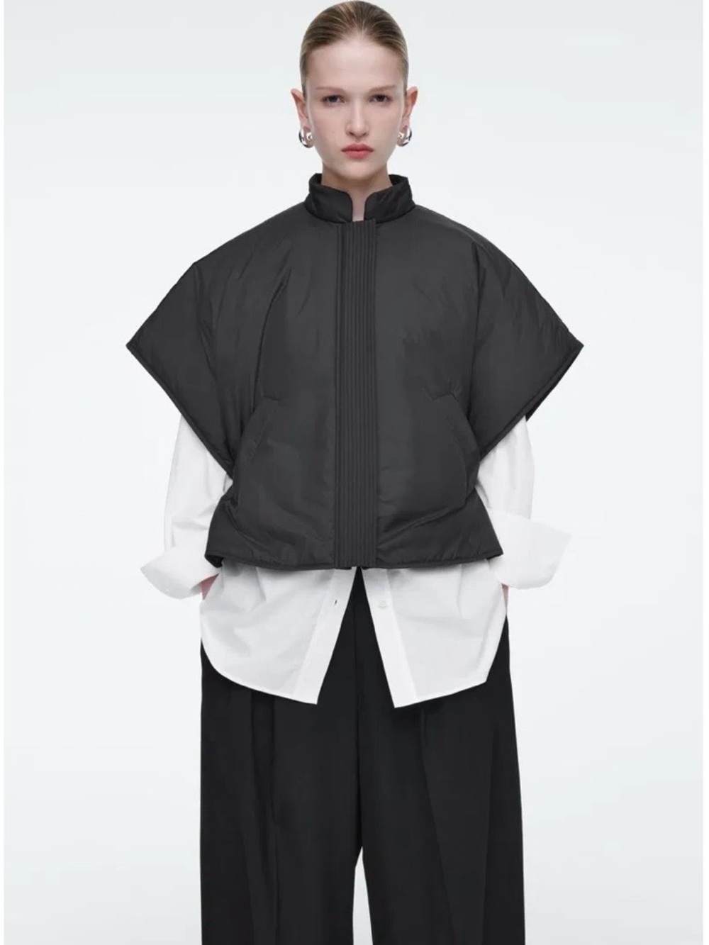 COS Black Short Puffer Cape